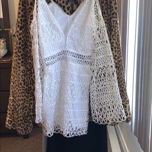 White cut out hole-pattered Romper M (s really)